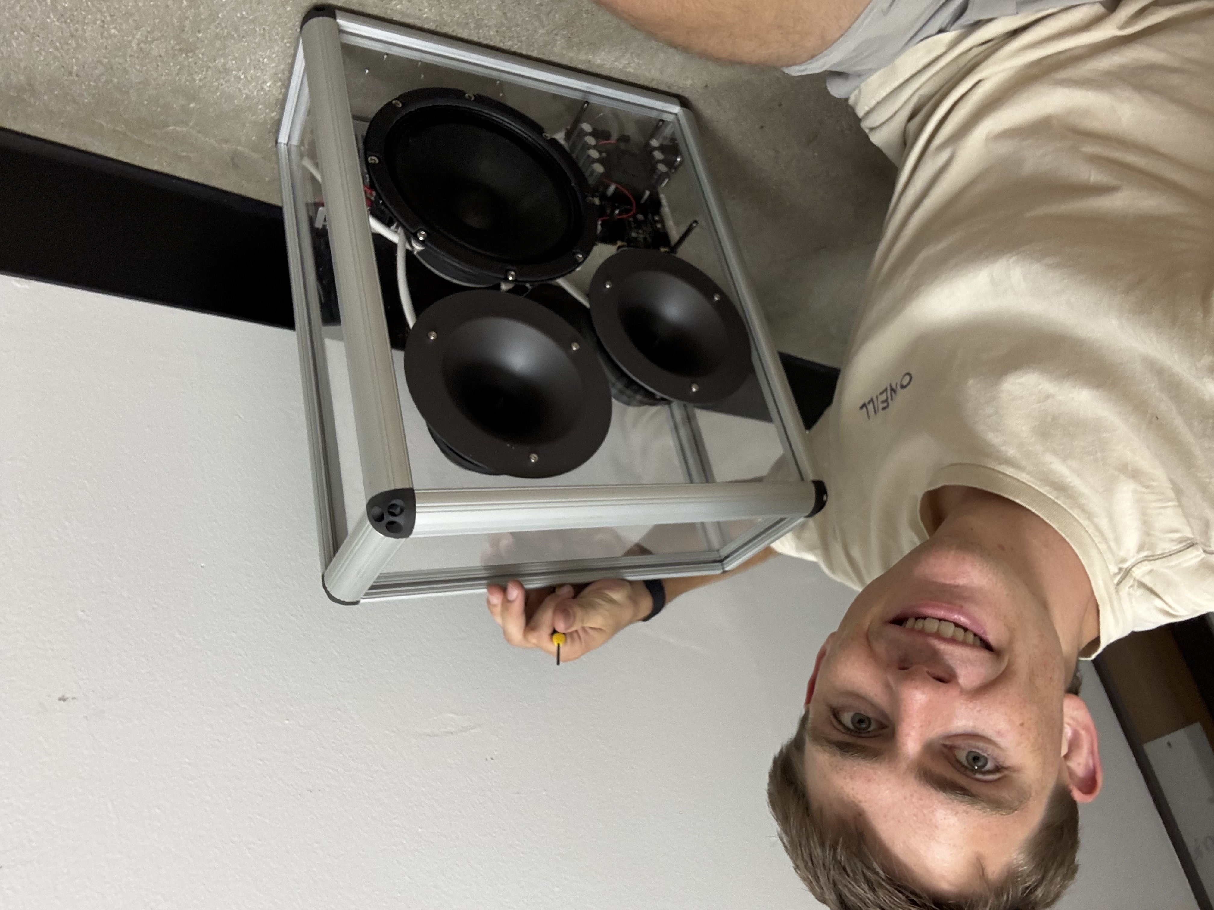Max with the finished speaker